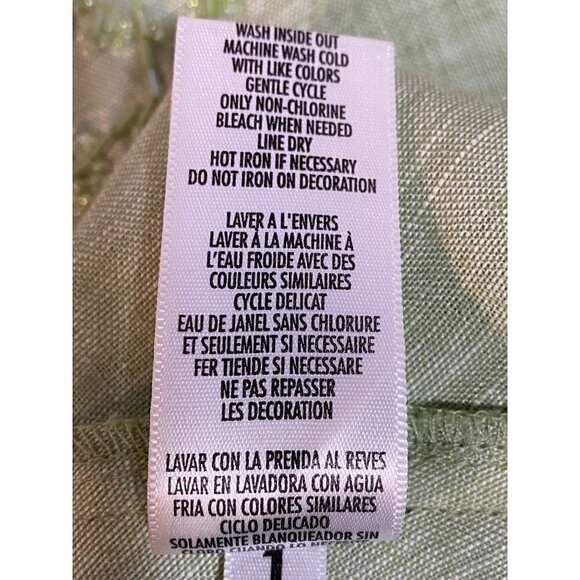 Petite Sophisticate Light Green 100% Linen Blouse with Beading Detail Size 14 - Picture 10 of 10